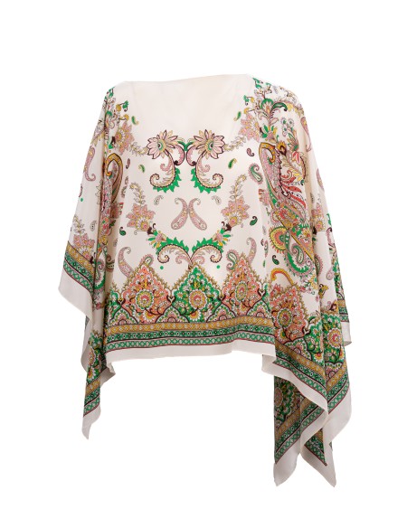 Shop ETRO  Poncho: Etro poncho in seta stampata.
Design asimmetrico.
Realizzato in crêpe de Chine di seta.
Decorato con una stampa Paisley piazzata.
Composizione: 100% seta.
Made in Italy.. WAXA0013 AK667-X0802